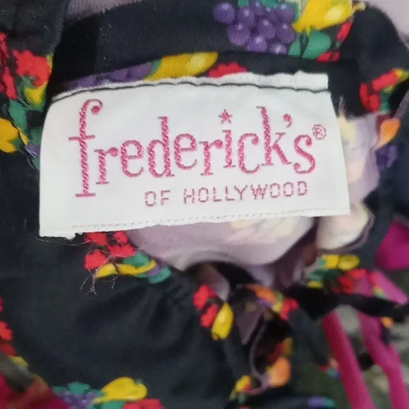 Frederick's of Hollywood chemise cropped top blue with fruit pictures - Picture 6 of 7